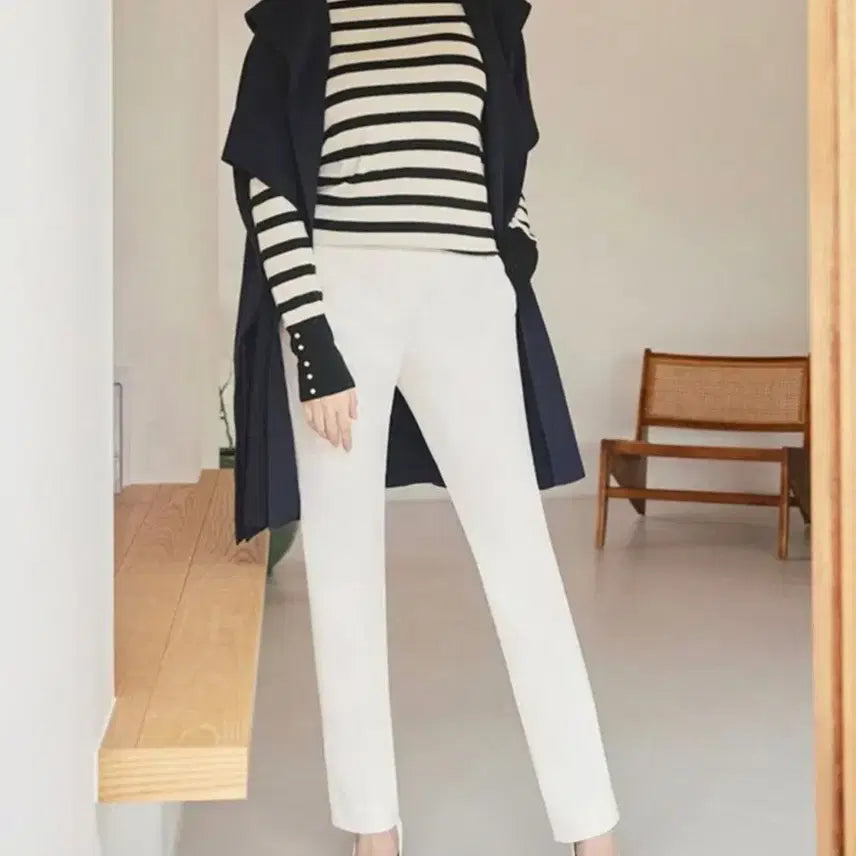 [BUNJANG] Georges Rech Straight Pants Ivory Lycra Size 66 / 새상품)66)조르쥬레쉬 스트레이트팬츠