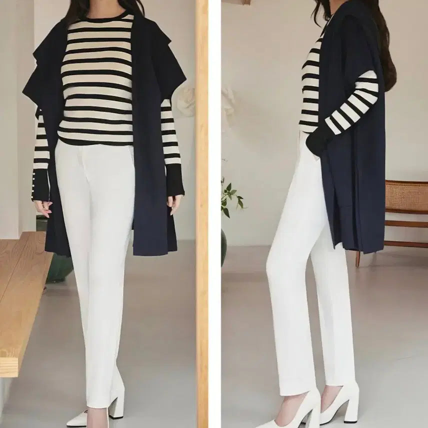 [BUNJANG] Georges Rech Straight Pants Ivory Lycra Size 66 / 새상품)66)조르쥬레쉬 스트레이트팬츠