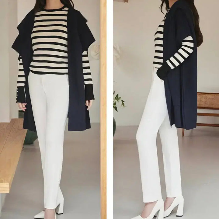 [BUNJANG] Georges Rech Straight Pants Ivory Lycra Size 66 / 새상품)66)조르쥬레쉬 스트레이트팬츠
