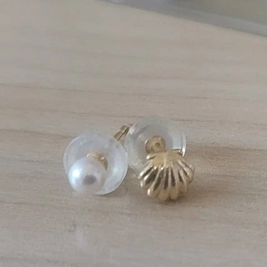 [BUNJANG] 14K Yellow Gold Marine Mermaid Shell Earrings / 14k 옐로우 골드 귀걸이 마린 머메이드 쉘 조개 금 귀걸이