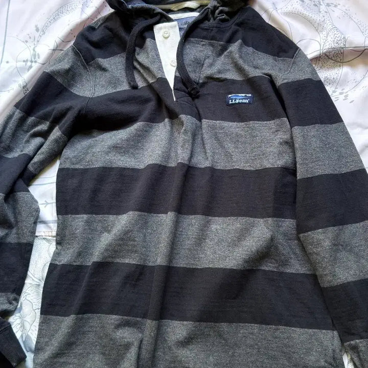 [BUNJANG] LLBean Stripe Rugby Hoodie / 엘엘빈 스트라이프 럭비 후드