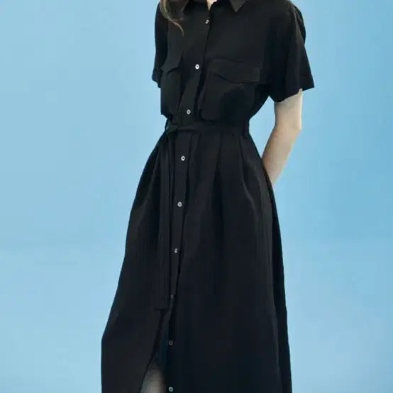 [BUNJANG] Manavis7 Linen Shirt Dress Black Free Size / 린넨 셔츠 원피스 택달린 새상품