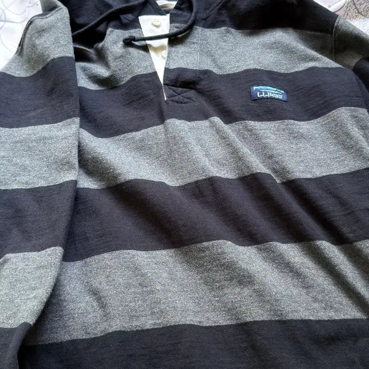[BUNJANG] LLBean Stripe Rugby Hoodie / 엘엘빈 스트라이프 럭비 후드