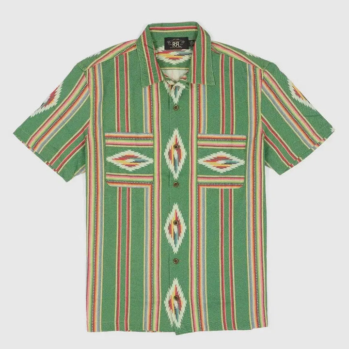 [BUNJANG] RRL Navajo Jersey Camp Short Sleeve Shirt / L RRL 나바호 저지 캠프 반팔 셔츠 치마요