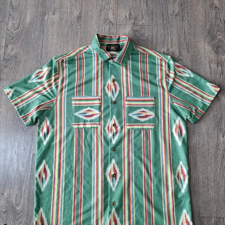 [BUNJANG] RRL Navajo Jersey Camp Short Sleeve Shirt / L RRL 나바호 저지 캠프 반팔 셔츠 치마요