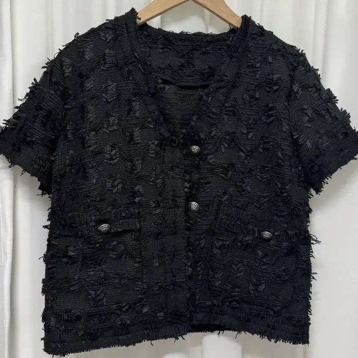 [BUNJANG] Bisweet Black Tweed Fringe Jacket / 비스윗 블랙 트위드 수술 자켓