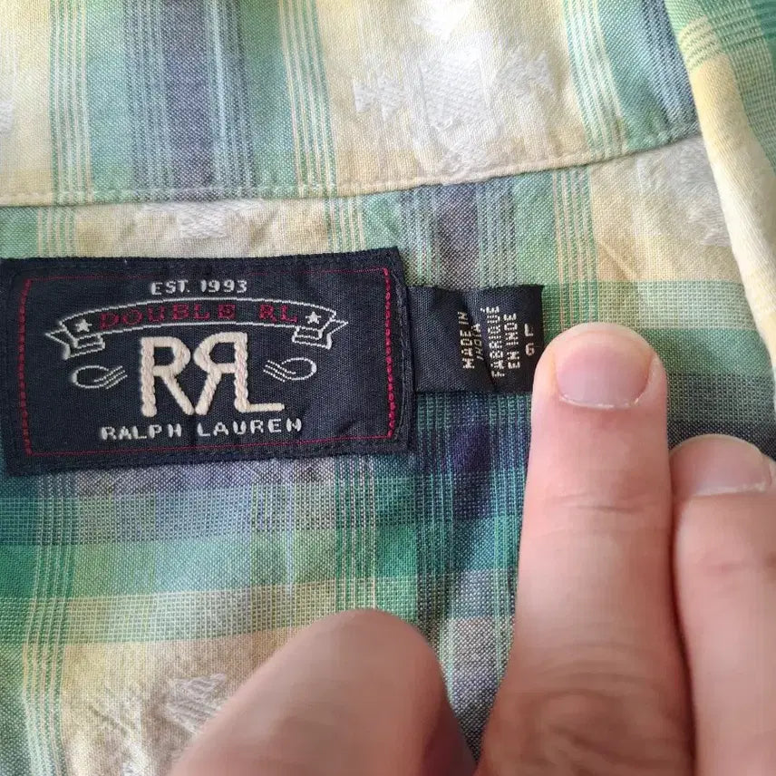 [BUNJANG] RRL Double RL Dobby Plaid Camp Short Sleeve Shirt L / L RRL 더블알엘 도비 플래드 캠프 체크 반팔 셔츠