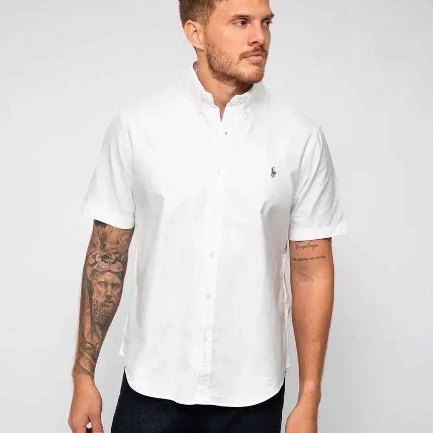 [BUNJANG] Polo Ralph Lauren Oxford Short Sleeve Shirt - White / 정품 폴로 랄프로렌 옥스포드 반팔 셔츠