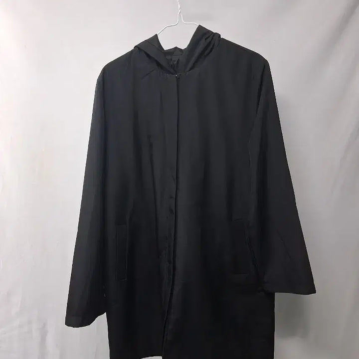 [BUNJANG] Black Hooded Long Coat Size 77 / 블랙 후드 롱 코트77