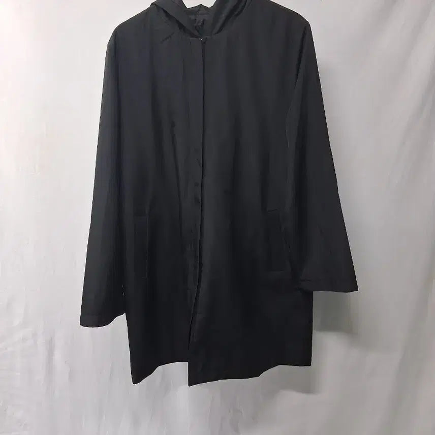 [BUNJANG] Black Hooded Long Coat Size 77 / 블랙 후드 롱 코트77