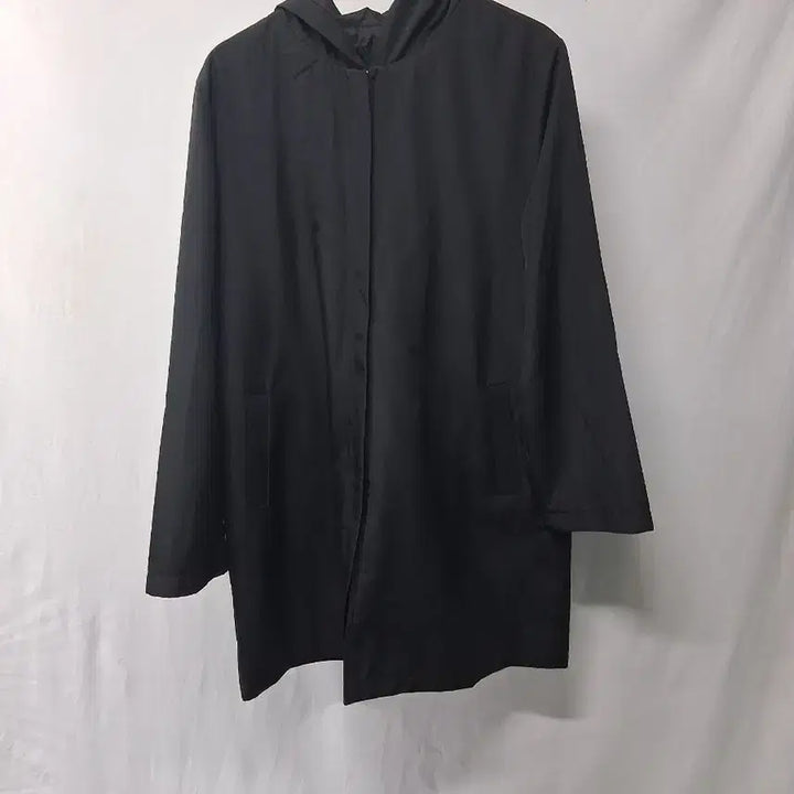 [BUNJANG] Black Hooded Long Coat Size 77 / 블랙 후드 롱 코트77