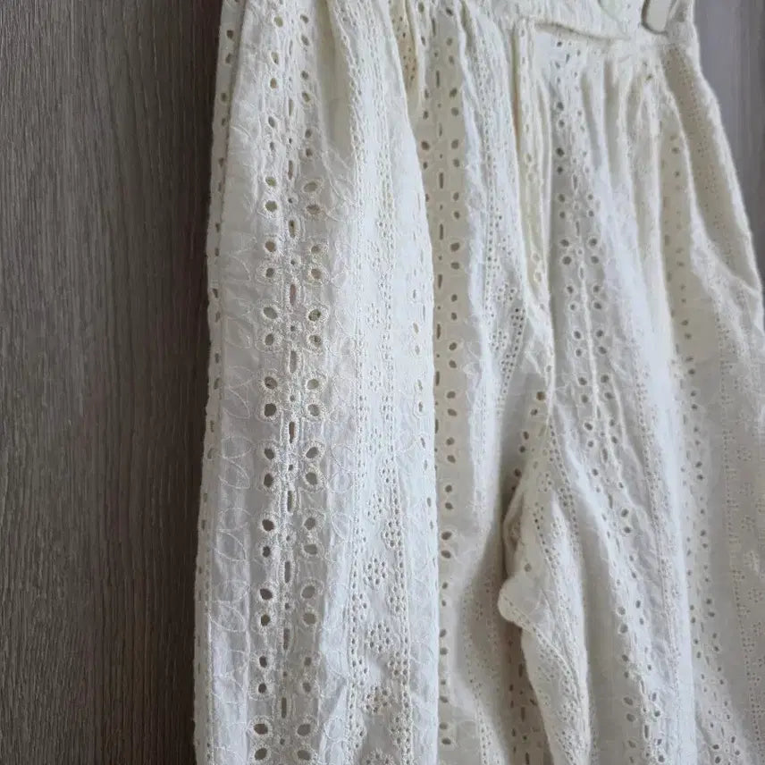 [BUNJANG] Punching Lace Ivory Cotton Wide Pants / 펀칭 레이스 아이보리 면바지 55, 66