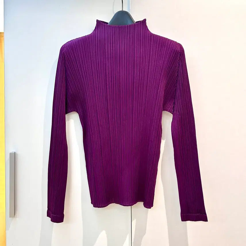 [BUNJANG] Pleats Please Mock Neck Long Sleeve Top / 플리츠플리즈 반목 탑