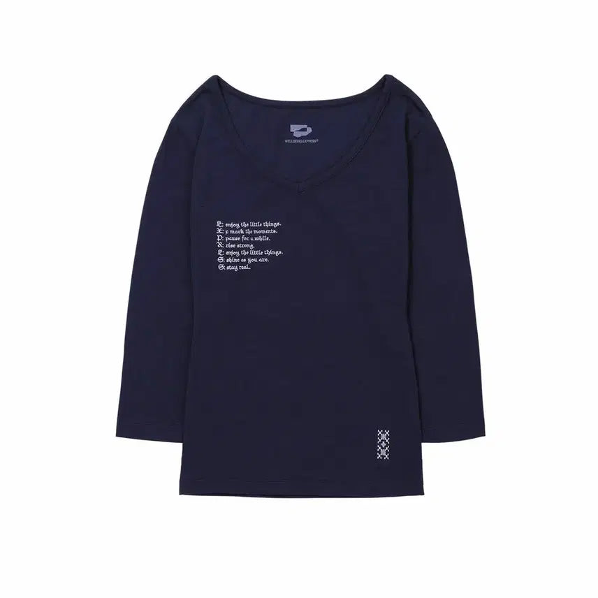 [BUNJANG] Wellbeing Express V-Neck 3/4 Sleeve Top Navy / 새상품) 웰빙익스프레스 V neck 3/4 Sleeve / Navy