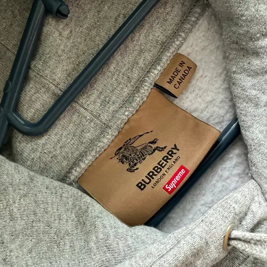 [BUNJANG] Supreme Burberry Box Logo Hoodie Grey L / 슈프림 버버리 박스 로고 후드티 그레이 L