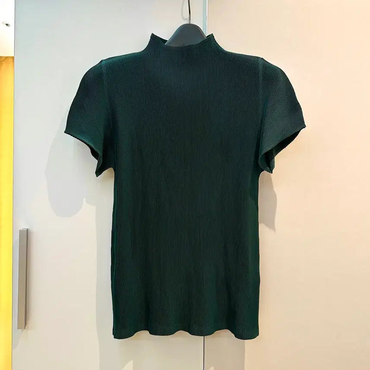 [BUNJANG] Pleats Please High Neck Top Dark Green Size 3 / 플리츠플리즈 반목 탑 다크그린 3사이즈