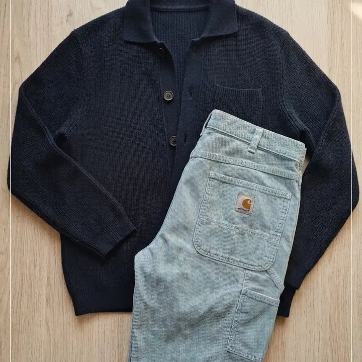 [BUNJANG] Daniel Cremieux Linen Blend Collared Knit Cardigan / [새상품] 다니엘 크레뮤(CREMIEUX) 린넨 블렌드 칼라 니트 가디건