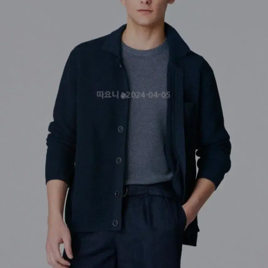 [BUNJANG] Daniel Cremieux Linen Blend Collared Knit Cardigan / [새상품] 다니엘 크레뮤(CREMIEUX) 린넨 블렌드 칼라 니트 가디건