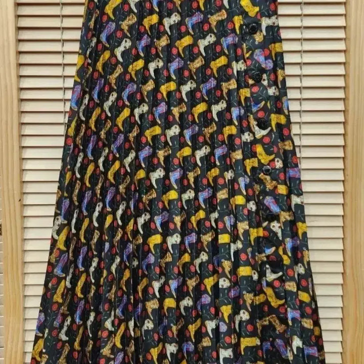 [BUNJANG] Sandro Palma Print Pleated Midi Skirt / 산드로 팔마프린트 플리츠스커트