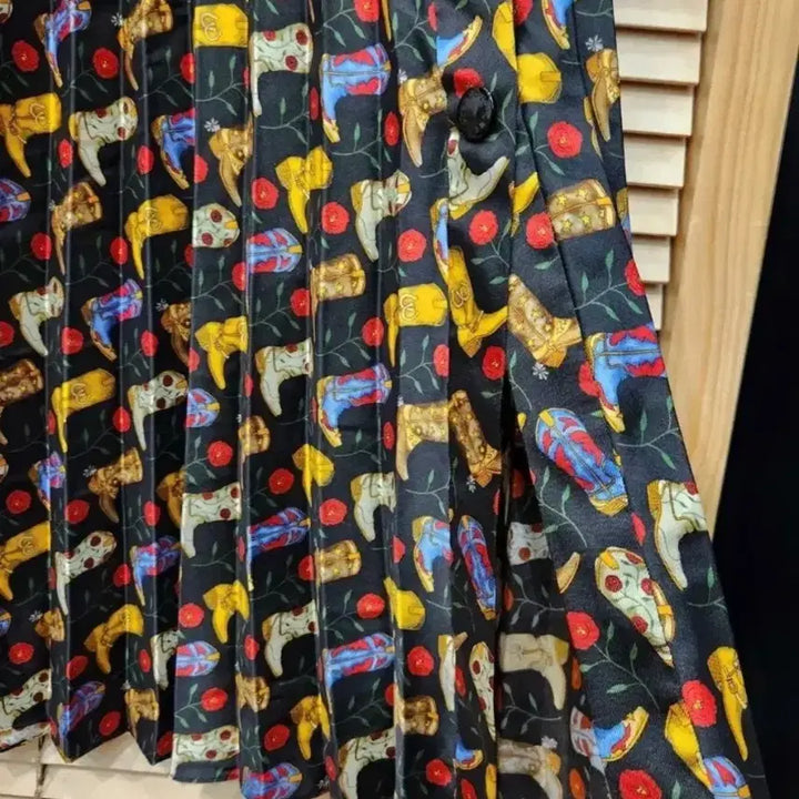 [BUNJANG] Sandro Palma Print Pleated Midi Skirt / 산드로 팔마프린트 플리츠스커트
