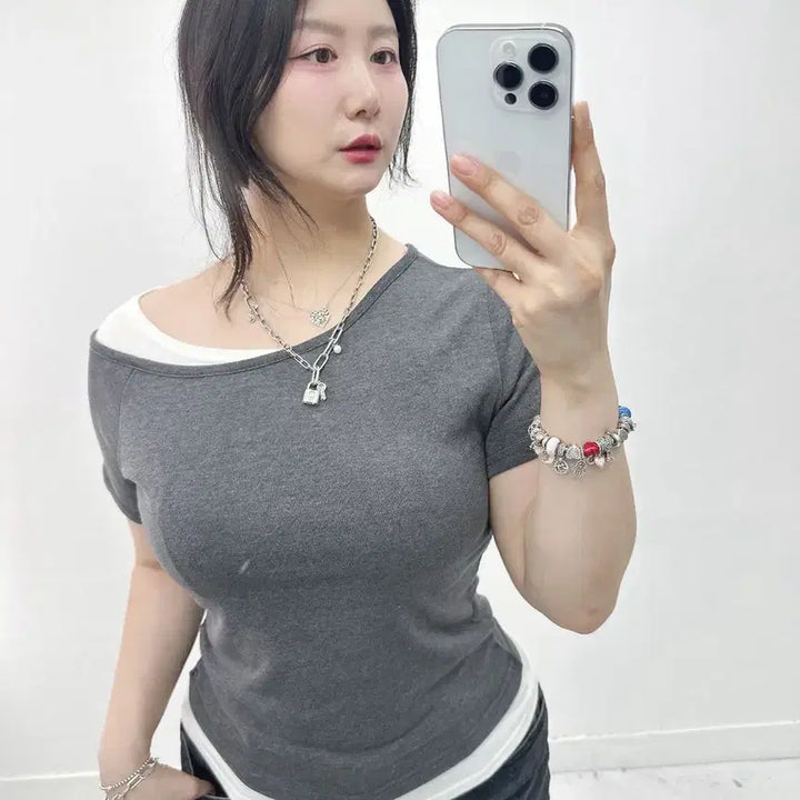[BUNJANG] Layered Short Sleeve T-Shirt - 3 Colors, Plus Size Available (55-77) / 새상품 레이어드 반팔 티셔츠 3컬러 빅사이즈 가능 55-77