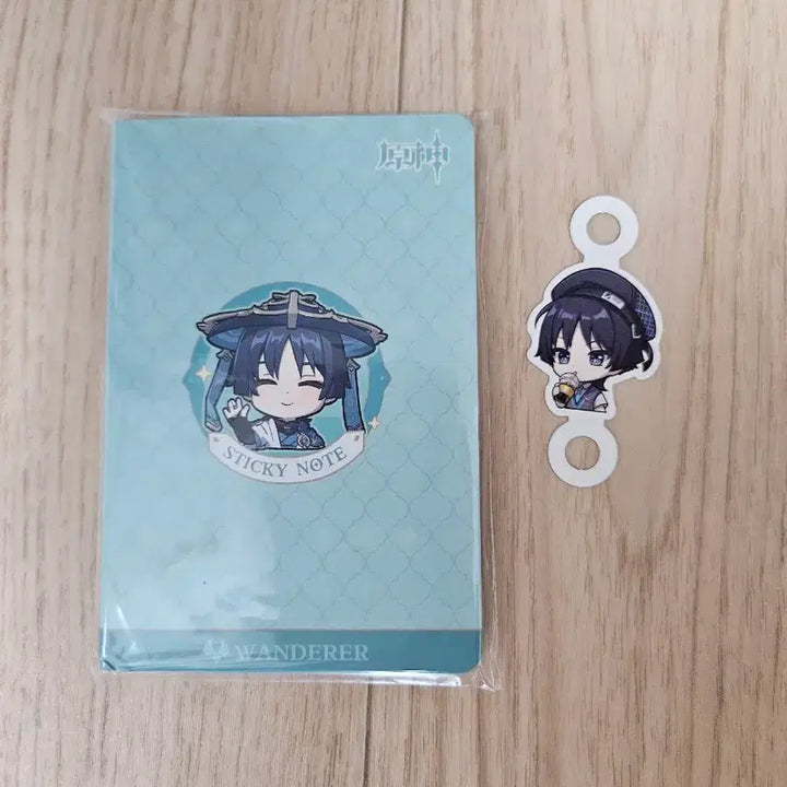 [BUNJANG] Genshin Impact Wanderer Memo Pad &amp; Straw Pick Set / 원신 메모지 굿즈 방랑자 + 빨대픽