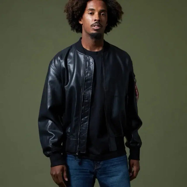 [BUNJANG] Alpha Industries Vegan Leather MA-1 Bomber Jacket / 알파인더스트리 비건 레더 마원 점퍼