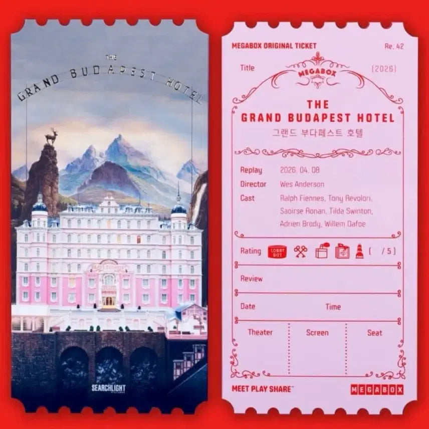 [BUNJANG] The Grand Budapest Hotel Original Ticket / 그랜드 부다페스트 호텔 오리지널 티켓
