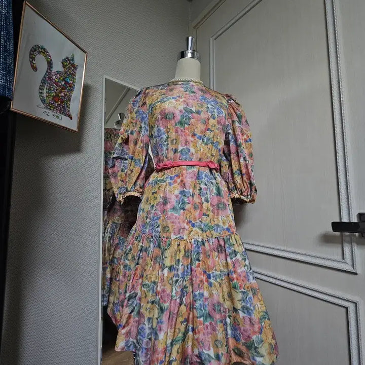 [BUNJANG] MOJO.S.FINE Flower Pattern Volume Dress / 모조에스핀 플라워 패턴 볼륨원피스 (55,새옷컨디션)