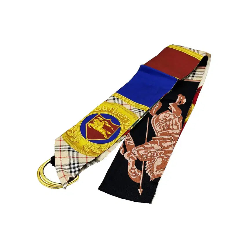 [BUNJANG] Burberry Archive Print Skinny Silk Scarf / 버버리 8007672 D링 아카이브 프린트 스키니 실크 양면 스카프