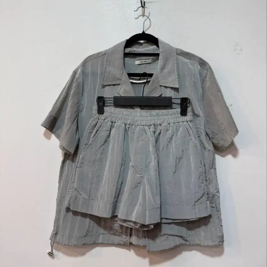 [BUNJANG] Gray Short Sleeve Two-Piece Set / 투피스 반팔셔츠 상하의 세트