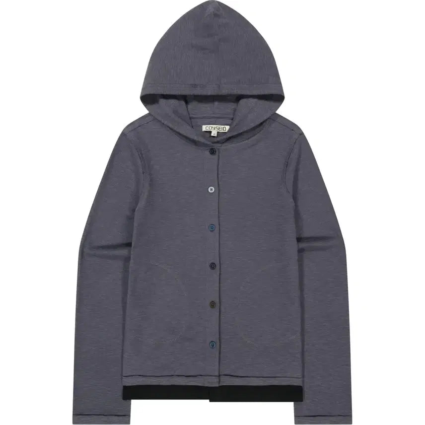 [BUNJANG] KOSEIO Two-Fold Button-Up Hoodie Charcoal / 코이세이오 투폴드 버튼업 후디 차콜