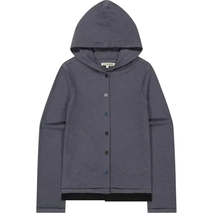 [BUNJANG] KOSEIO Two-Fold Button-Up Hoodie Charcoal / 코이세이오 투폴드 버튼업 후디 차콜