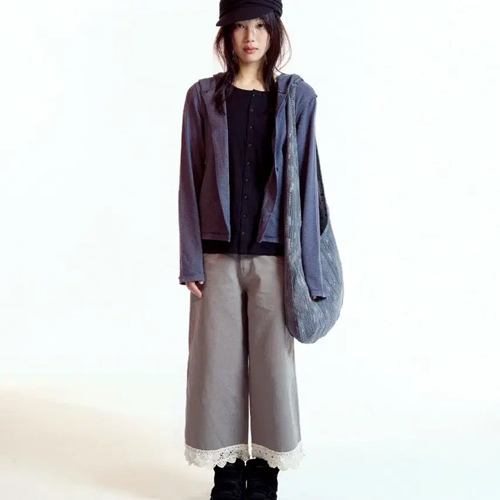 [BUNJANG] KOSEIO Two-Fold Button-Up Hoodie Charcoal / 코이세이오 투폴드 버튼업 후디 차콜