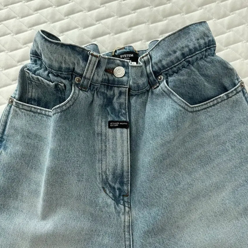 [BUNJANG] System Light Wash Wide Denim Pants / 시스템 연청 와이드 데님 팬츠