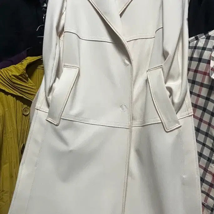[BUNJANG] OBZEE Ivory Long Jacket Coat / 한섬 오브제 OBZEE 아이보리 롱 자켓 코트 S