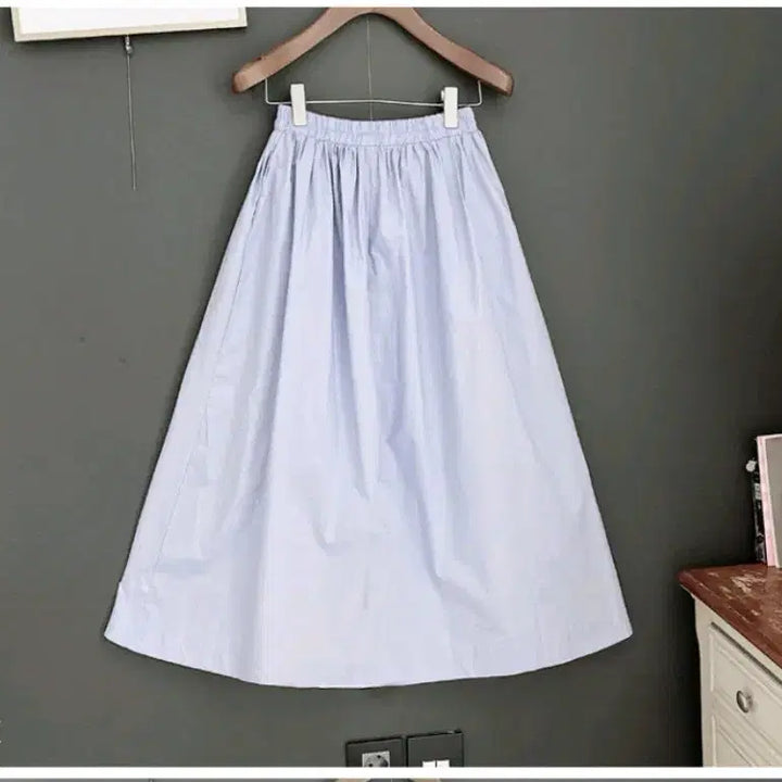 [BUNJANG] Cotton Flare Long Skirt (Pink, Lavender) / 새상품) 면 플레어 롱스커트(핑크, 연보라)