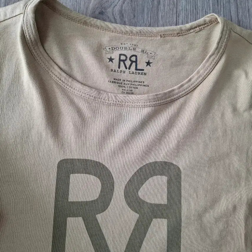 [BUNJANG] RRL Ranch Logo Short Sleeve T-Shirt Beige L / L RRL 더블알엘 랜치 로고 반팔 티셔츠 베이지
