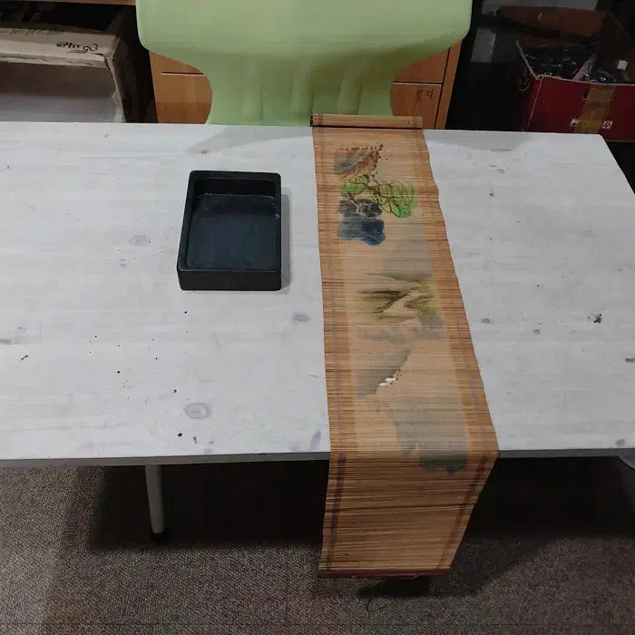 [BUNJANG] 1950s Japanese Inkstone and Small Bamboo Scroll Painting / 1950 일본 벼루와 소형 대나무 족자