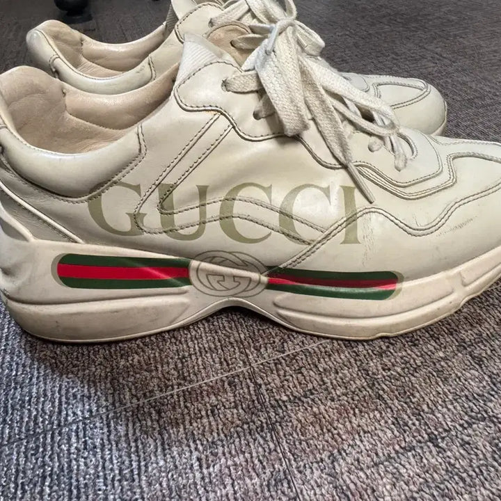 [BUNJANG] Gucci Rhyton Beige Leather Sneakers / 구찌 라이톤 베이지 255-260