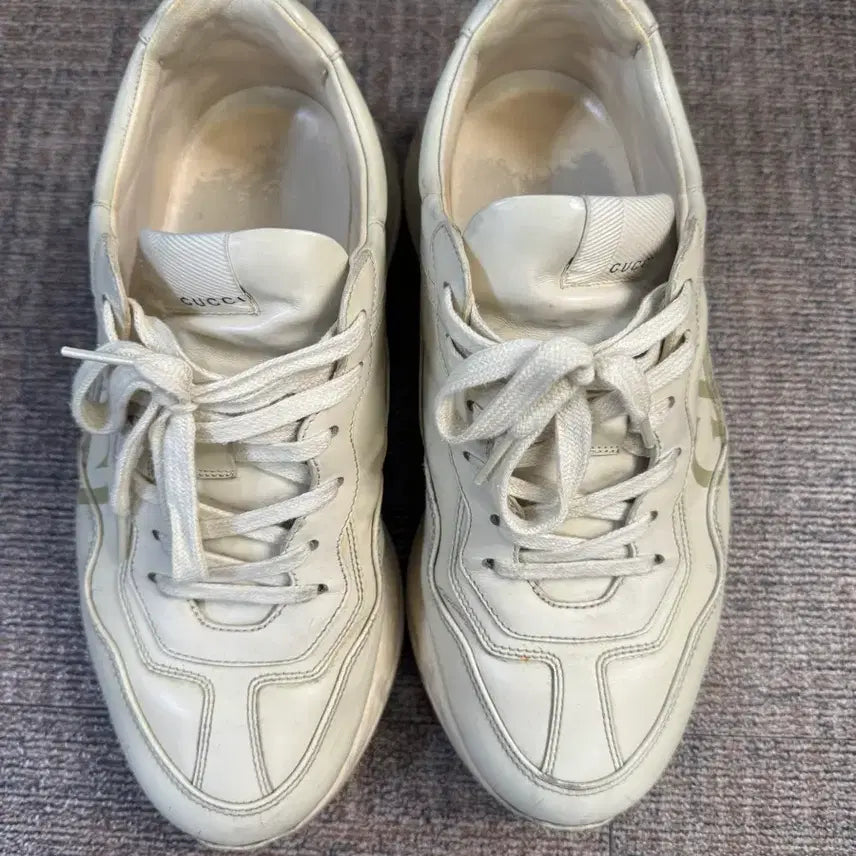 [BUNJANG] Gucci Rhyton Beige Leather Sneakers / 구찌 라이톤 베이지 255-260