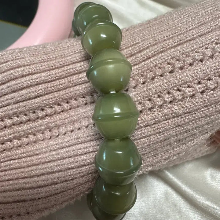 [BUNJANG] Natural Barley Root Honey Pot Bracelet / 음피 천연 보리근 (꿀 단지 모양) (아이보리색 원과 증정)