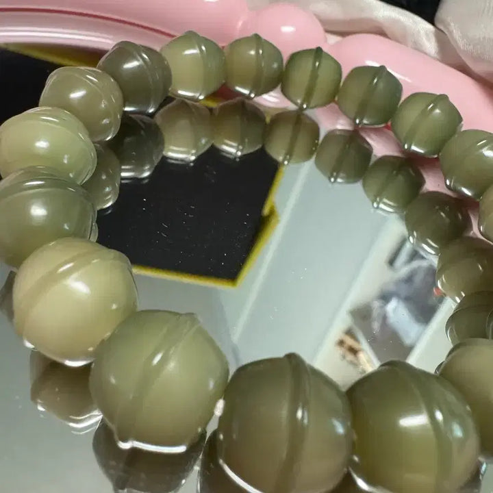 [BUNJANG] Natural Barley Root Honey Pot Bracelet / 음피 천연 보리근 (꿀 단지 모양) (아이보리색 원과 증정)
