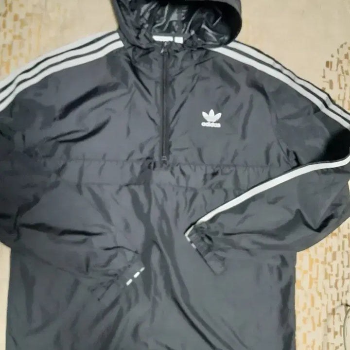[BUNJANG] Adidas 3-Stripes Hooded Anorak Windbreaker Black M / [상태최상] 아디다스 후드 아노락 바람막이 블랙 3선 M