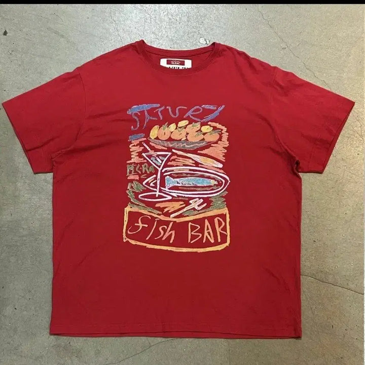 [BUNJANG] Setter Red Print Short Sleeve T-Shirt XL, L / 세터 레드 프린트 반팔티 XL,M(새상품