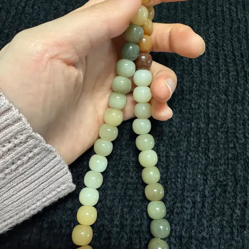 [BUNJANG] Natural Barley Root Prayer Beads with Sliding Clasp / 슬라이딩 고리  천연 보리근 염주(풍화 보리근 고리)