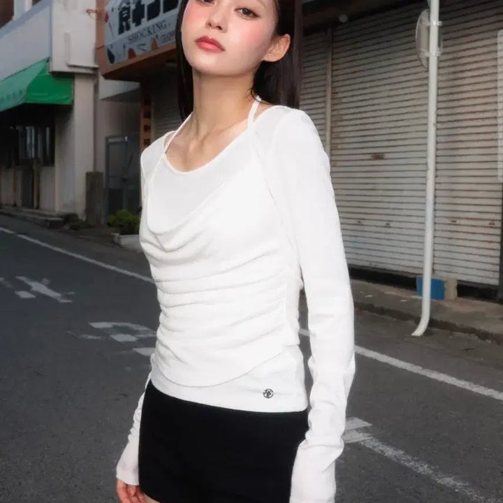 [BUNJANG] Rosee Franz Layered Halterneck Long Sleeve / *택O/새상품)로제프란츠 레이어드 홀터넥 롱 슬리브