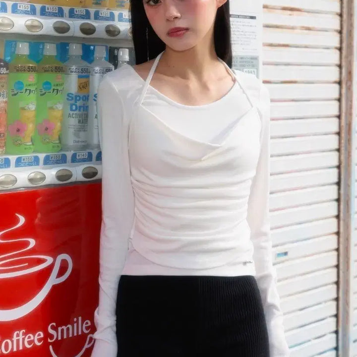 [BUNJANG] Rosee Franz Layered Halterneck Long Sleeve / *택O/새상품)로제프란츠 레이어드 홀터넥 롱 슬리브