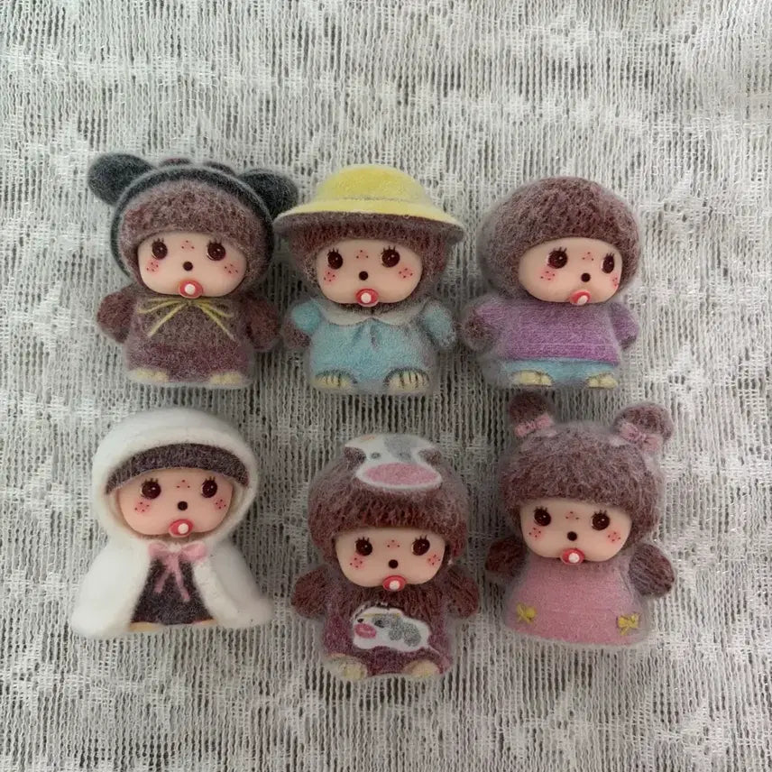 [BUNJANG] Monchhichi Flocking Miniature Figure Set / 몬치치 후로킹 미니어처