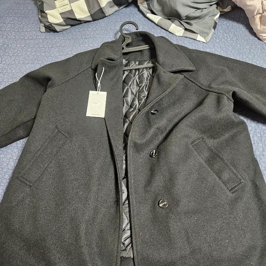 [BUNJANG] Black Double Breasted Wool Coat New Arrival / 블랙 더블 코트 새상품